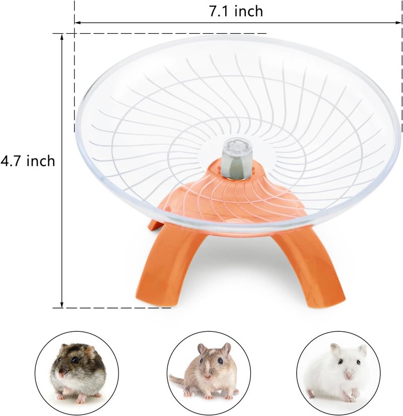 Reshiho Hamster Wheel Silent Hamster Exercise Wheel Running Spinner Hamster Flying Saucer for Hamsters Gerbils Mice and Other Small Pets (Orange) - Image 2